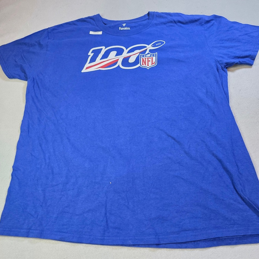 Fanatics NFL 100th Anniversary T-Shirt Mens Blue Short Sleeve Graphic Tee XL